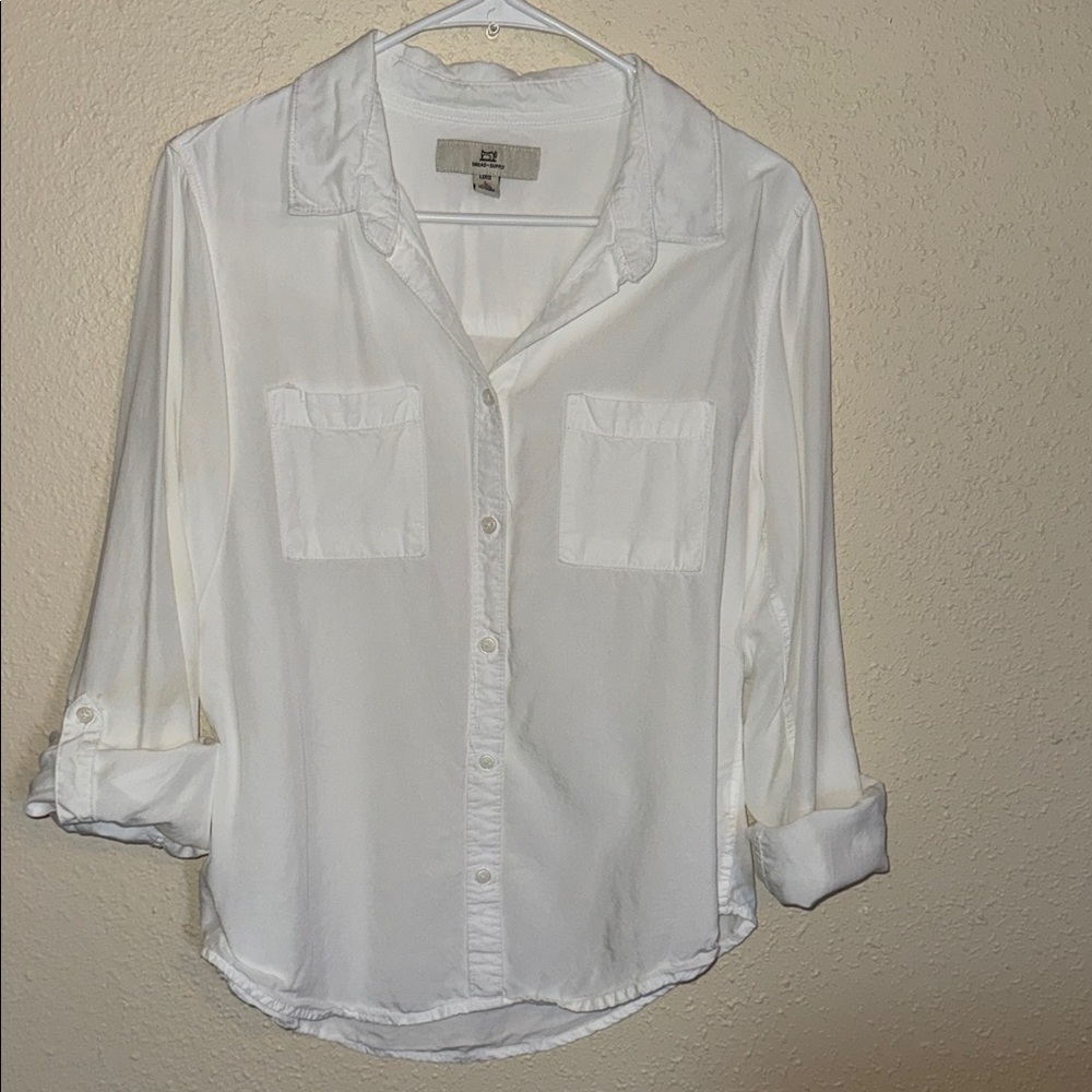 Thread & Supply White Shirt with Sewing Machine Logo